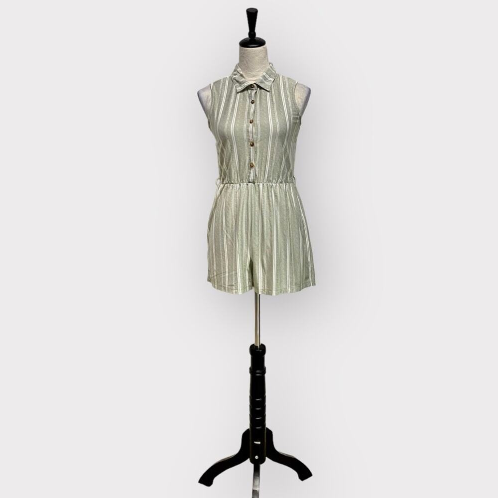 Derek Heart Bohemian Romper Striped Jumpsuit Green Size S